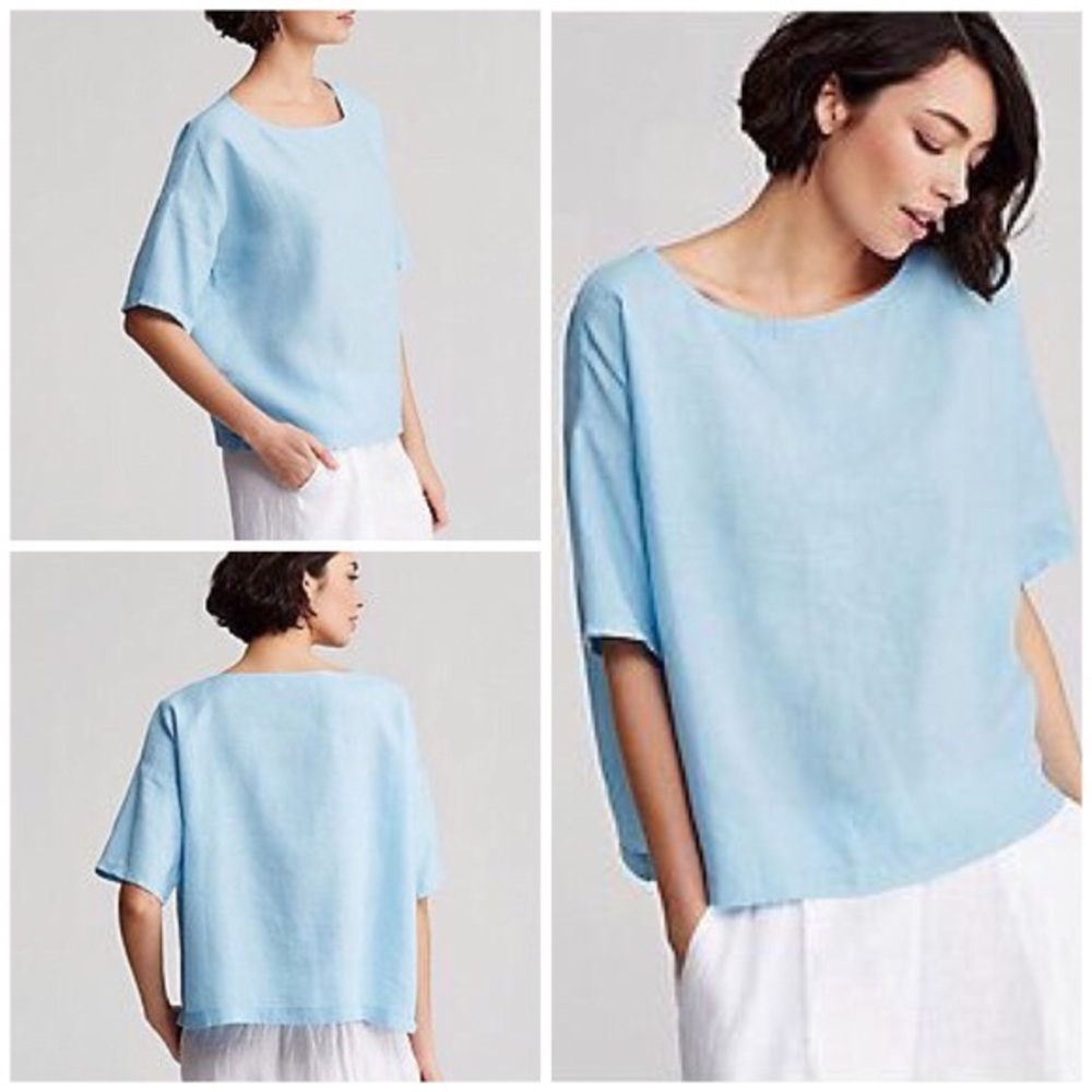 NWT Eileen Fisher The Icons Linen Box Top